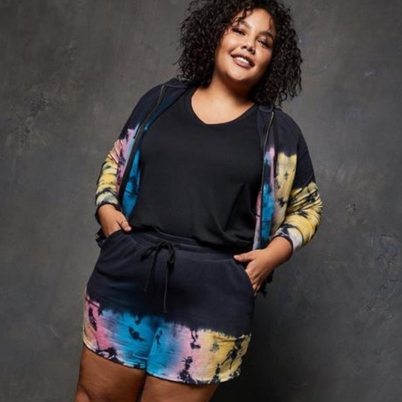 torrid Sweaters - Torrid LoveSick Faded Wash Zip Up Hoodie & Shorts